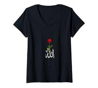 Women's Allah Names in Arabic, Alhamdulillah Muslim, ya Allah Islam V-Neck T-Shirt
