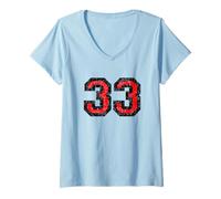 Womens ALLE LÄNDER Schwarz-Rot BILLIG V-Neck T-Shirt