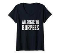 Womens Allergic To Burpees Funny Gym and Workout Lovers V-Neck T-Shirt