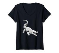 Womens Alligator Crocodile Gator Bayou Swamp Wildlife Predator V-Neck T-Shirt