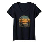 Women's Alligator Everglades Swamp Cypress Lake Florida Gulf V-Neck T-Shirt
