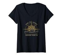 Womens Alligator Point Florida Seas The Moment Nautical Design V-Neck T-Shirt