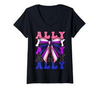 Womens Ally Genderfluid Gender Fluid Pride Flag LGBTQ V-Neck T-Shirt