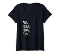 Women's Ally, Resist, Refuse & Rise V-Neck T-Shirt