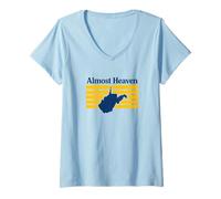 Women's Almost Heaven West Virginia Retro V-Neck T-Shirt