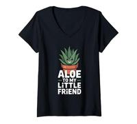 Women's Aloe Vera Funny Plant Lover Botanical Healing Humor Green V-Neck T-Shirt