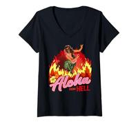 Womens Aloha from Hell I Funny Hawaiian Dance Shirt V-Neck T-Shirt