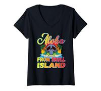 Womens Aloha Hawaii Sunset Retro for a Hawaii vacationer V-Neck T-Shirt