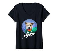 Women's Aloka - The Walk for Peace Monk Dog Spreading Hope V-Neck T-Shirt
