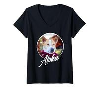 Women's Aloka - The Walk for Peace Monk Dog Spreading Hope V-Neck T-Shirt