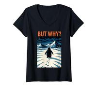 Women's Alone Penguin Journey into Arctic Solitude V-Neck T-Shirt