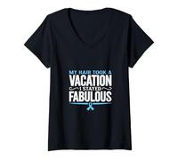 Womens Alopecia Humor - Fabulous Without Hair V-Neck T-Shirt