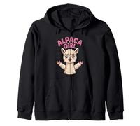 Womens Alpaca Girl Funny Cartoon Andean Animal Girls Culture Zip Hoodie
