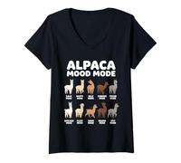 Women's Alpaca Mood Mode Funny Alpaca Lover Llama V-Neck T-Shirt