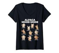 Women's Alpaca Mood Mode Funny Llama Lover V-Neck T-Shirt