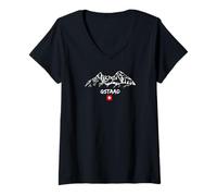Womens Alpen Mountain Panorama Ski Holiday Apres-Ski Gstaad V-Neck T-Shirt