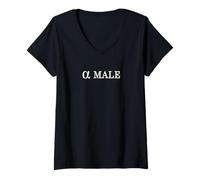 Womens Alpha male Symbol Subtle Greek Sign Alpha Man Leadership V-Neck T-Shirt