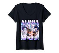 Womens Alpha Male Unicorn Cute Cat Funny Ironic Meme Graphic V-Neck T-Shirt