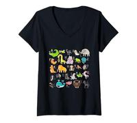 Womens Alphabet Animal ABC Learning A-Z List for Boys and Girls V-Neck T-Shirt