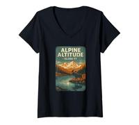 Womens Alpine Altitude Shirt Moose Lake Mountain 12000 Foot Colo V-Neck T-Shirt