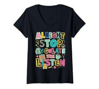 Women's Alright Stop Regulate Listen Counselor Educator V-Neck T-Shirt