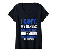 Womens ALS Warrior Amyotrophic Lateral Sclerosis V-Neck T-Shirt