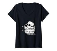 Womens Alternative Clothes Aesthetic Goth Women - Skulls Tea V-Neck T-Shirt
