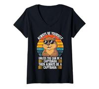 Womens Always Be a Capybara - Inspirational Rodent Wisdom Tee V-Neck T-Shirt
