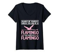 Women's Always Be A Cute Flamingo Bird Lover V-Neck T-Shirt