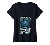 Women's Always Be Nice to A Diver We Know Places V-Neck T-Shirt
