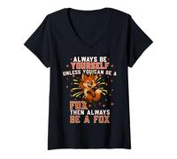 Womens Always Be Yourself Unless You Can Be-A Fox, Happy Fox Lover V-Neck T-Shirt