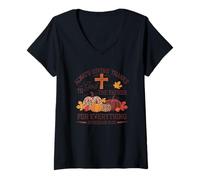 Womens Always Giving Thanks to God for Everything V-Neck T-Shirt