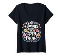 Women's Always Keep an Open Mind Practical Advice Thinking - V-Neck T-Shirt