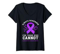 Womens Always Remember Those Cannot Purple Dementia Awareness V-Neck T-Shirt