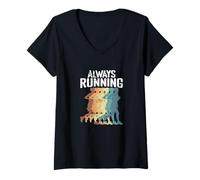 Women's Always Running Retro Runner Silhouette V-Neck T-Shirt