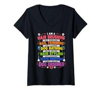 Women's Always Smiling Dog Groomer Life V-Neck T-Shirt