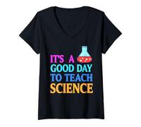 Womens Always The Right Day to Teach Science Chemistry Pride V-Neck T-Shirt