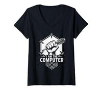 Women's AM THE Computer Tech Mechanic Screwdriver Car Guy V-Neck T-Shirt