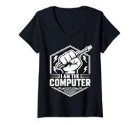 Women's AM THE Computer Tech Mechanic Screwdriver Car Guy V-Neck T-Shirt