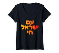 Womens Am Yisrael Chai Hebrew Pride | Jewish Heritage Design | Zion V-Neck T-Shirt