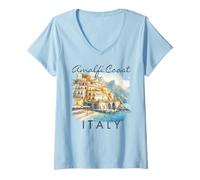 Womens Amalfi Coast Italy Travel Vacation Meet Me In Amalfi Coast V-Neck T-Shirt