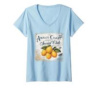 Womens Amalfi Coast Tshirt Italy Retro Coquette Bow Lemon Travel V-Neck T-Shirt