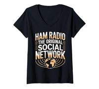 Womens Amateur Radio Frequency Ham Radio Operator V-Neck T-Shirt