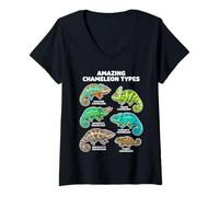 Women's Amazing Chameleon Types Educational Reptile V-Neck T-Shirt