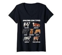 Women's Amazing Cow Types Educational Cow Lover Farm Farmer V-Neck T-Shirt