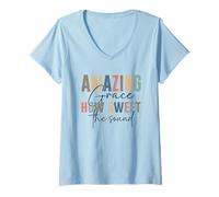Womens Amazing Grace How Sweet The Sound Uplift V-Neck T-Shirt