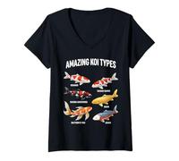 Women's Amazing Koi Types Educational Fish Species Chart V-Neck T-Shirt