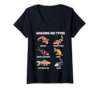 Women's Amazing Koi Types Educational Fish Species Chart V-Neck T-Shirt