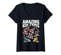 Women's Amazing Koi Types Educational Fish Species Chart V-Neck T-Shirt