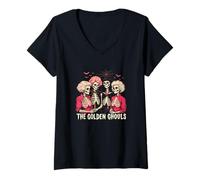 Womens Amazing Spooky Creepy Halloween Witch Golden Ghouls V-Neck T-Shirt